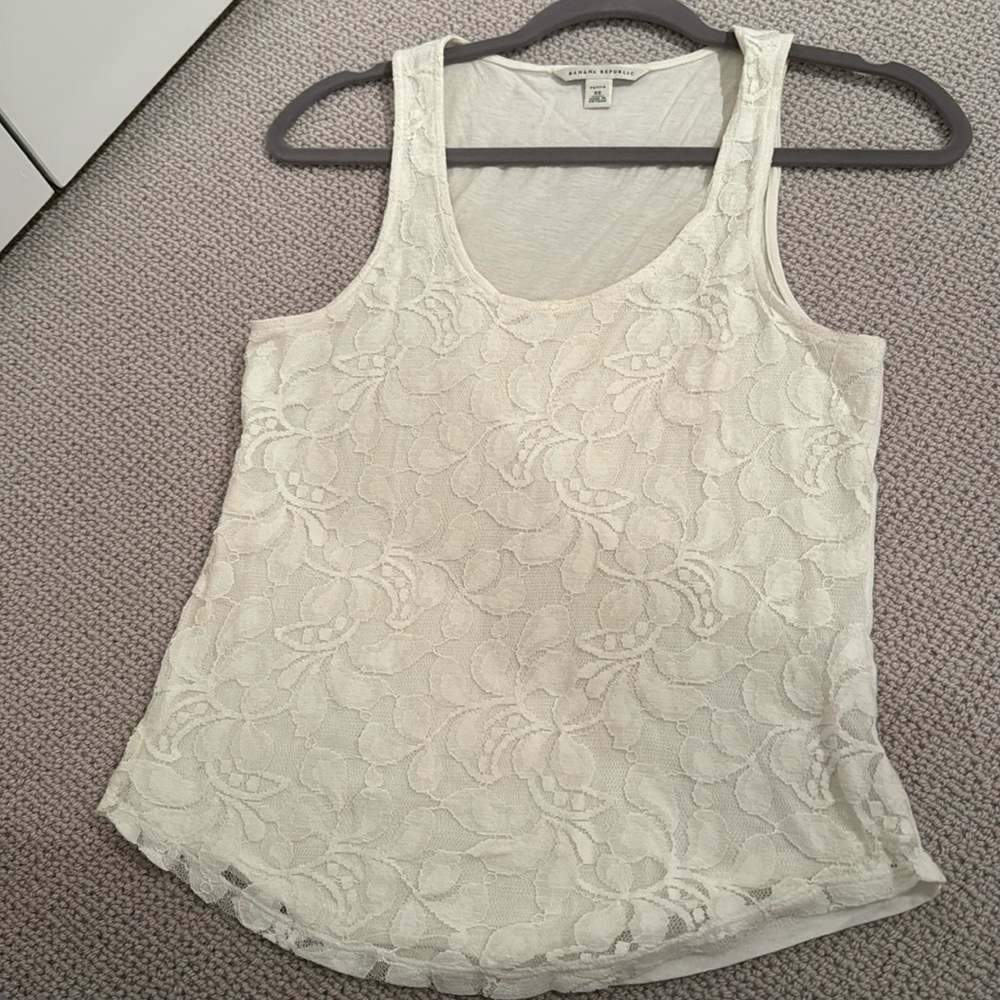 Banana republic, extra small tank and white with a lace overlay